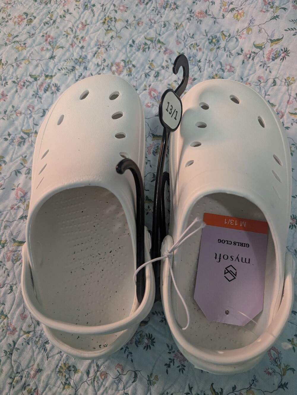 Mysoft Kids White Slip-On Clog with Heel Strap